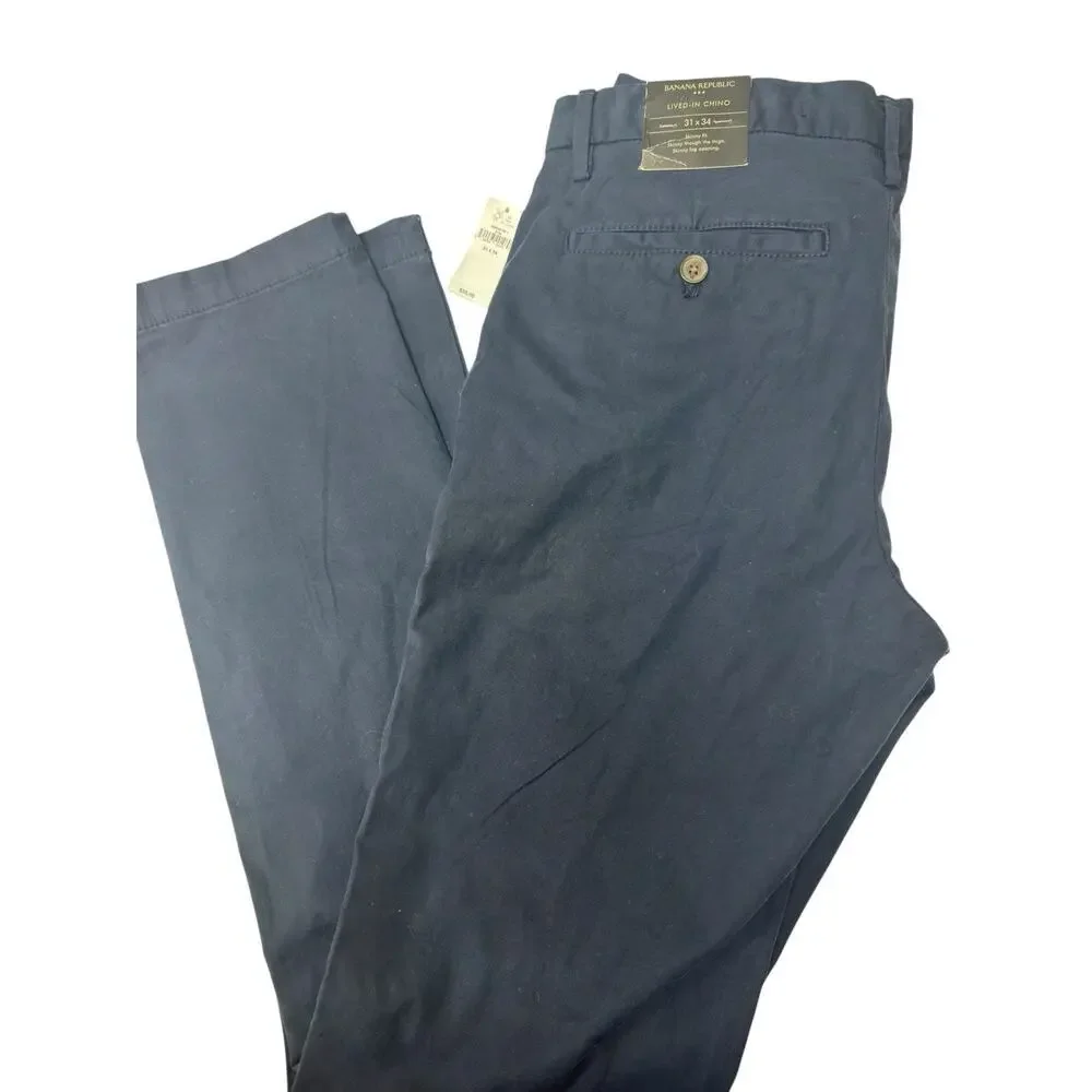 Banana Republic Chino Pants 31x34 Skinny Fit Navy Stretch NWT Men‎